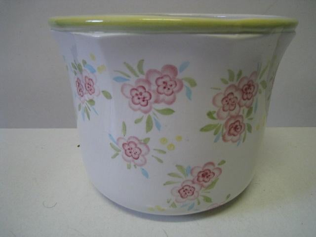 Bloempot wit, met bloemmotief, diam 14cm, perfekte staat !!, Tuin en Terras, Bloempotten, Ophalen, Binnen