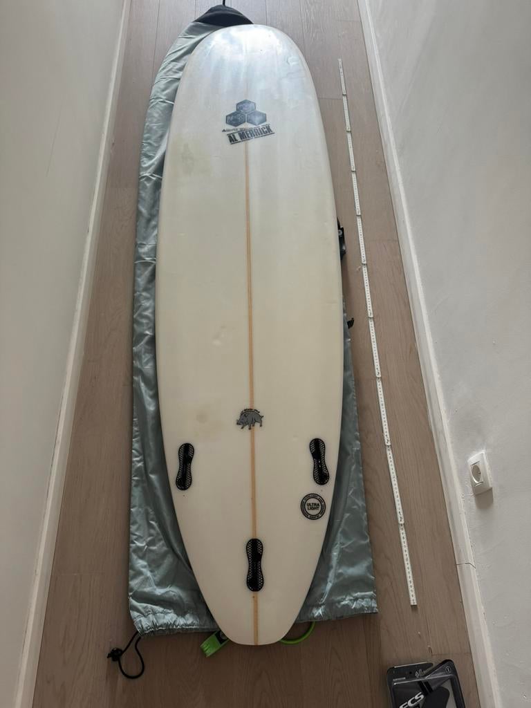 Al merrick surfboard (size 7.4), Enlèvement, Utilisé, Longboard, Avec sac de transport