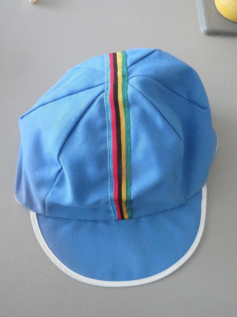 oud wielerpetje koerspetje blauw strepen Campitello, Ophalen of Verzenden, Zo goed als nieuw, Pet of Muts
