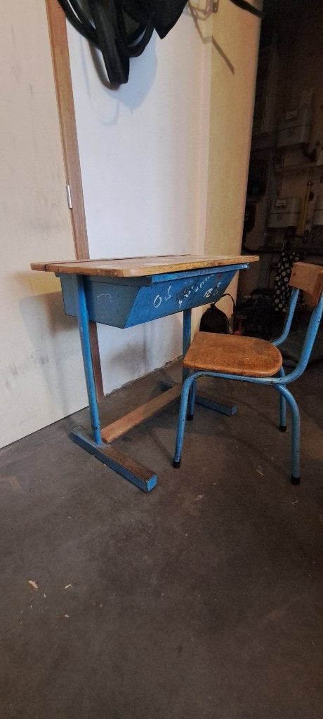 Bureau + chaise écolier, Bureau d'écolier, 40 cm, Vintage, Utilisé
