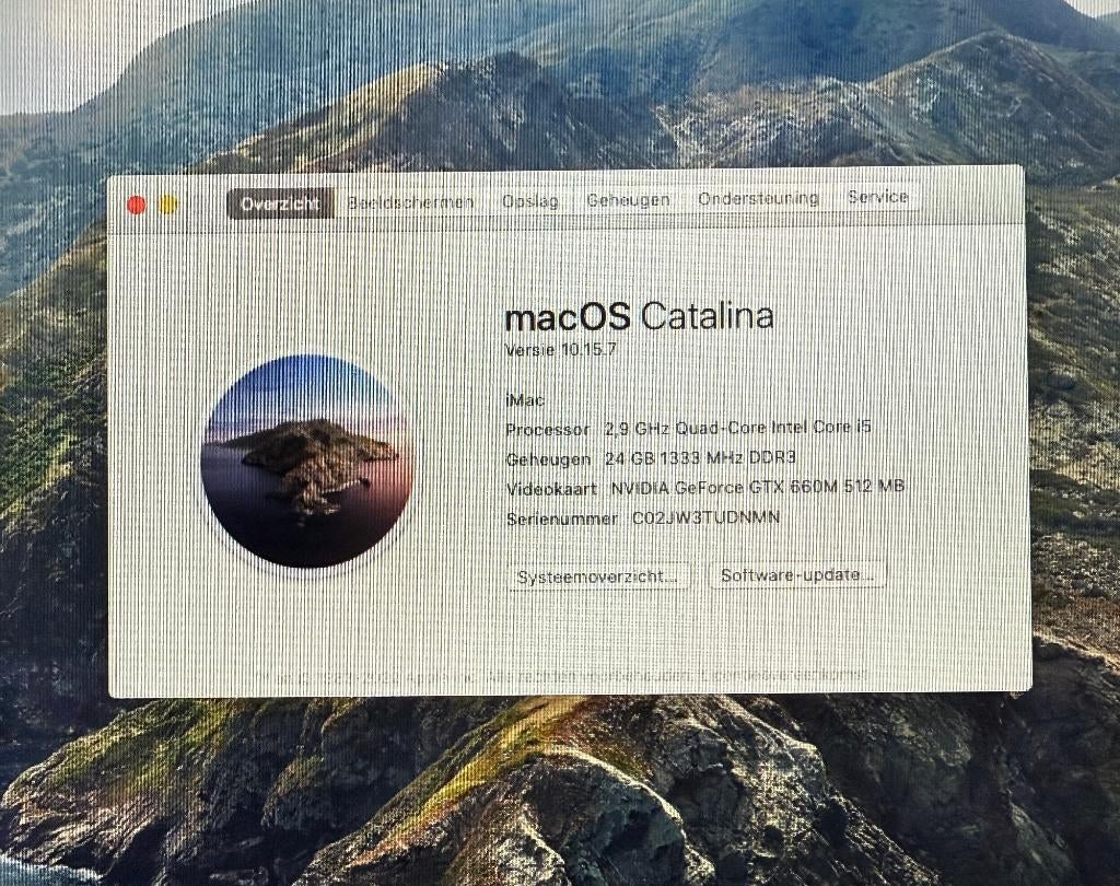iMac 27" 2.9ghz QC i7 OS Catalina 24GB ram 1TB HDD bj 2013, Enlèvement, Utilisé, IMac, HDD