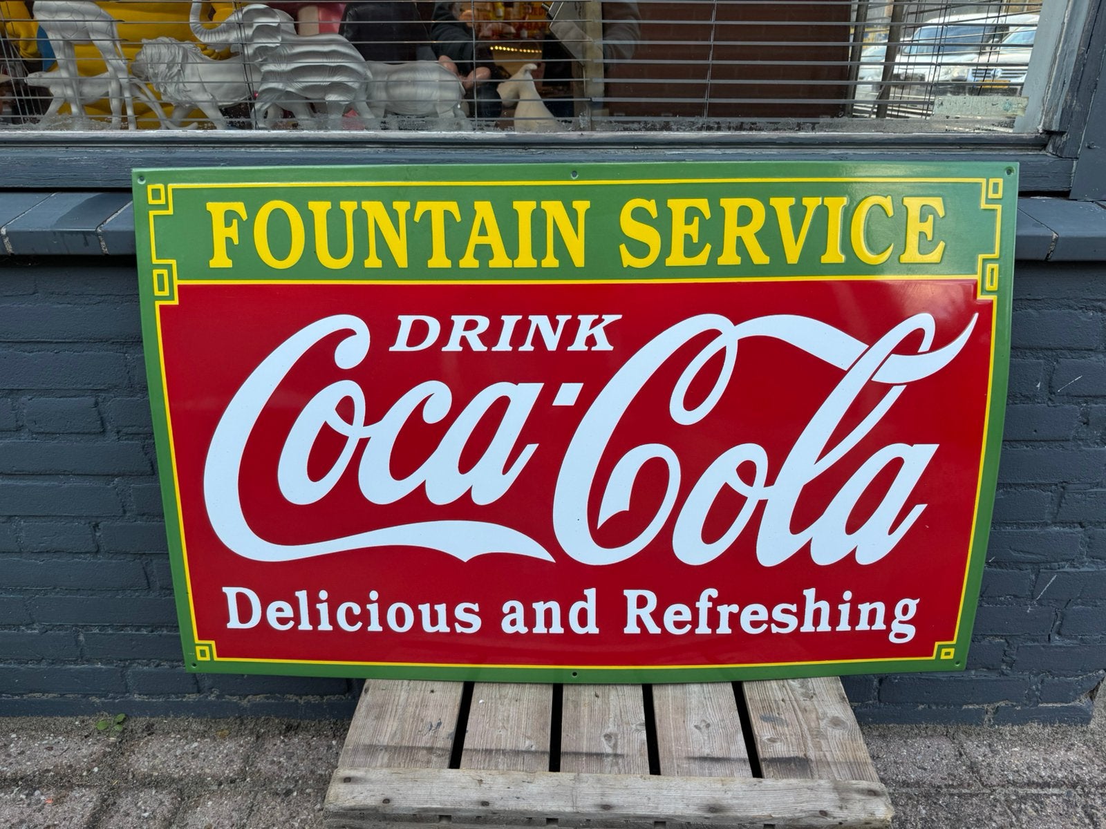 Groot Coca Cola emaille reclamebord, Verzamelen, Reclamebord, Gebruikt, ., Ophalen of Verzenden