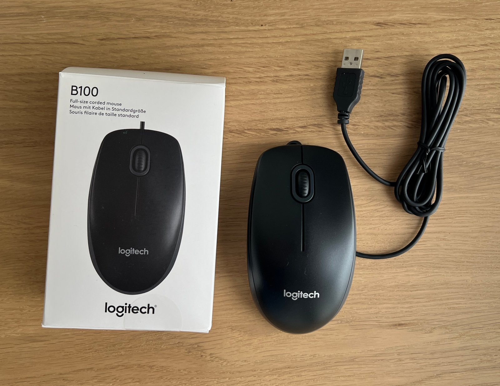 Logitech B100 computer muis met kabel zwart, Computers en Software, Muizen, Ophalen, Muis
