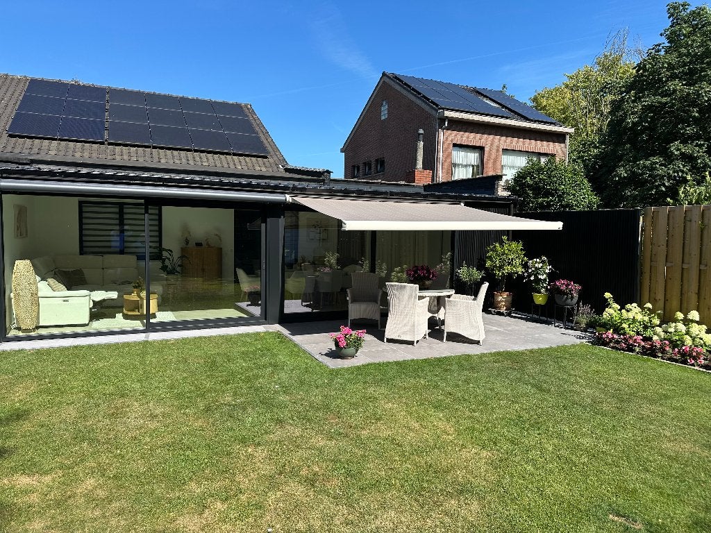 zonnescherm, Tuin en Terras, Zonneschermen, Ophalen, Elektrisch, Zo goed als nieuw, 250 cm tot 450 cm
