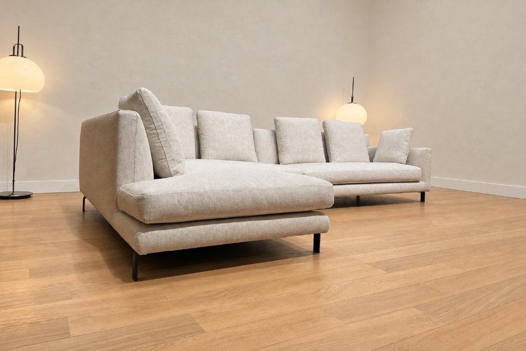 NEUF Minotti Allen Canapé d'angle Ecru + GARANTIE, Maison & Meubles, Neuf, 150 cm ou plus, Quatre personnes ou plus, Tissus