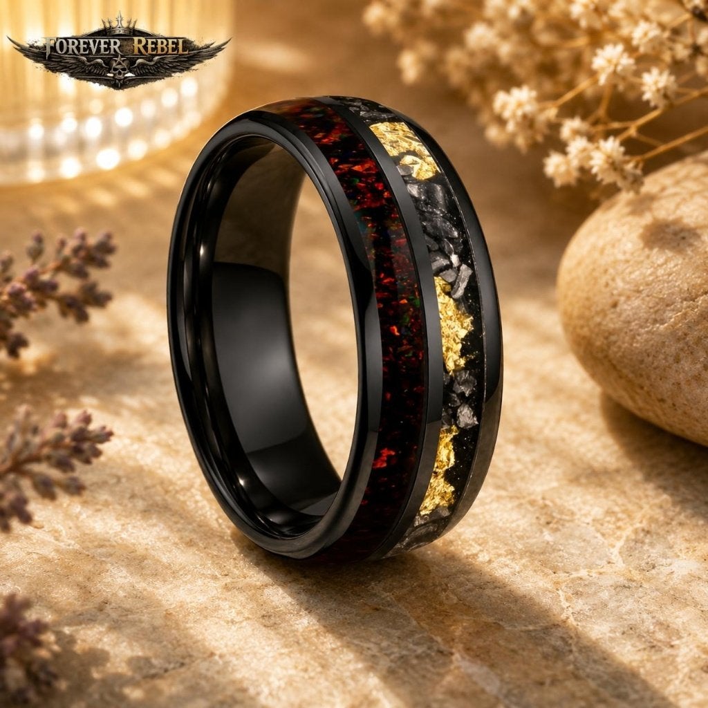 Wolfraam Trouwringen - Valtor Flame Zwart - Diverse Maten, Neuf, Femme ou Homme, Noir, Envoi
