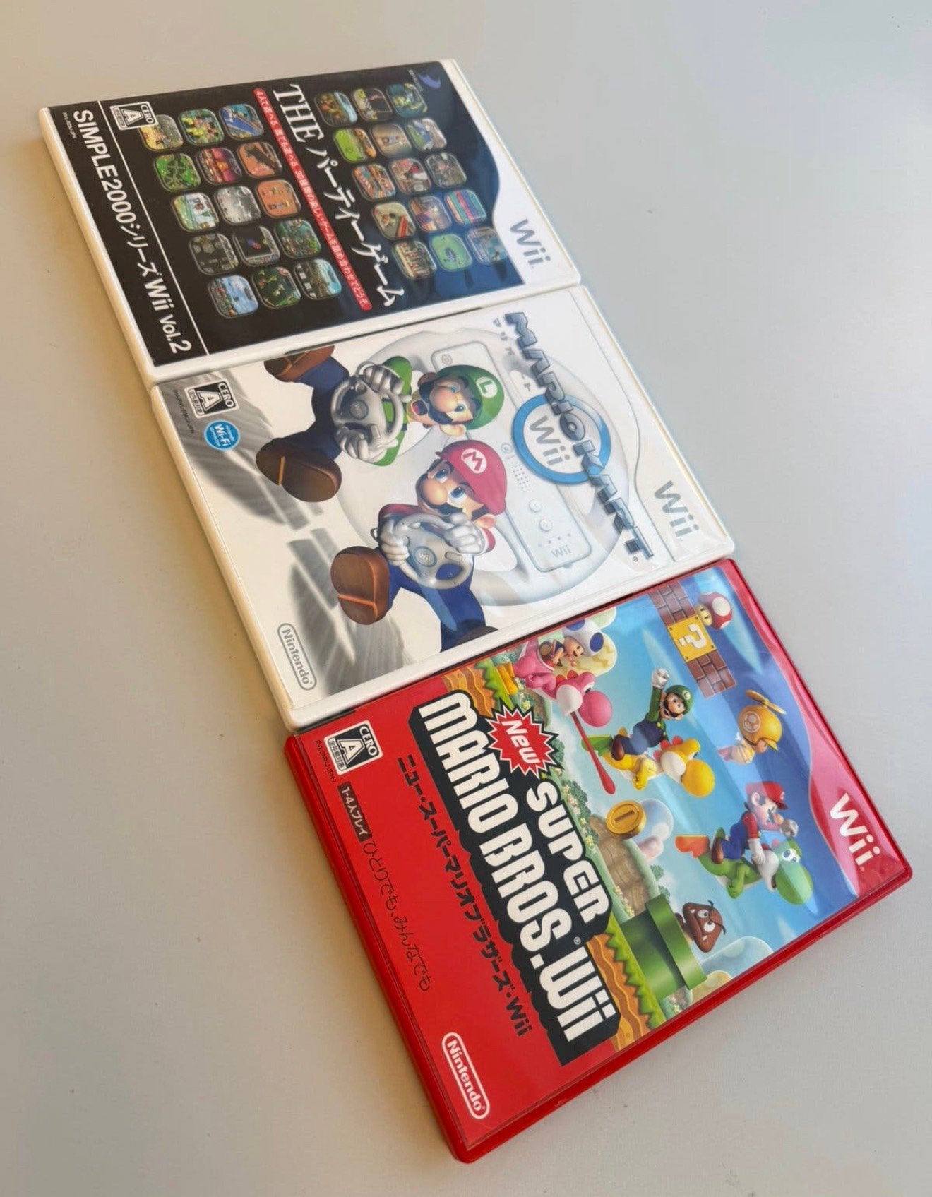 3 Japanse Nintendo Wii Games Mario Kart Mario Bros JPN Japan, Games en Spelcomputers, Ophalen of Verzenden, Zo goed als nieuw