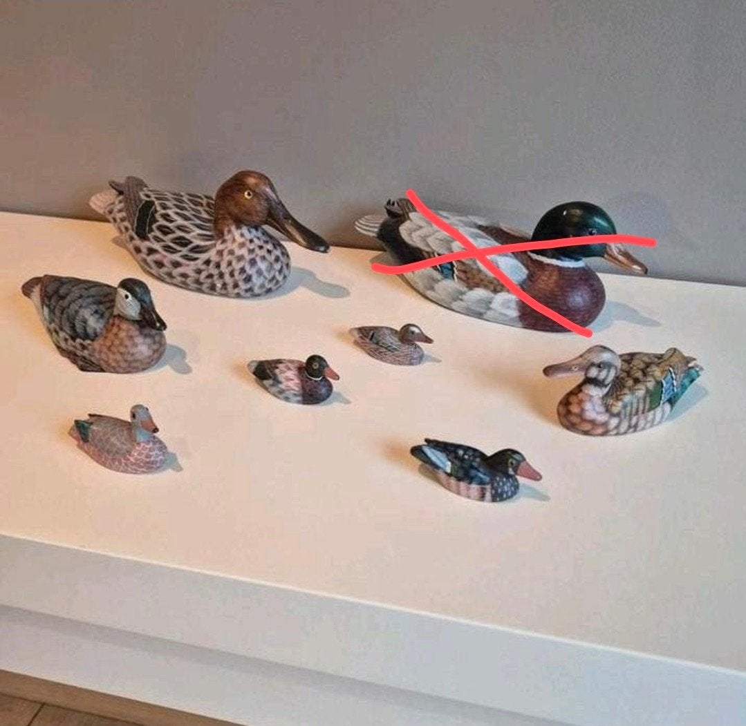 Lot de canard en bois / appelant de canards, Antiquités & Art, Enlèvement ou Envoi, Peint, Bois
