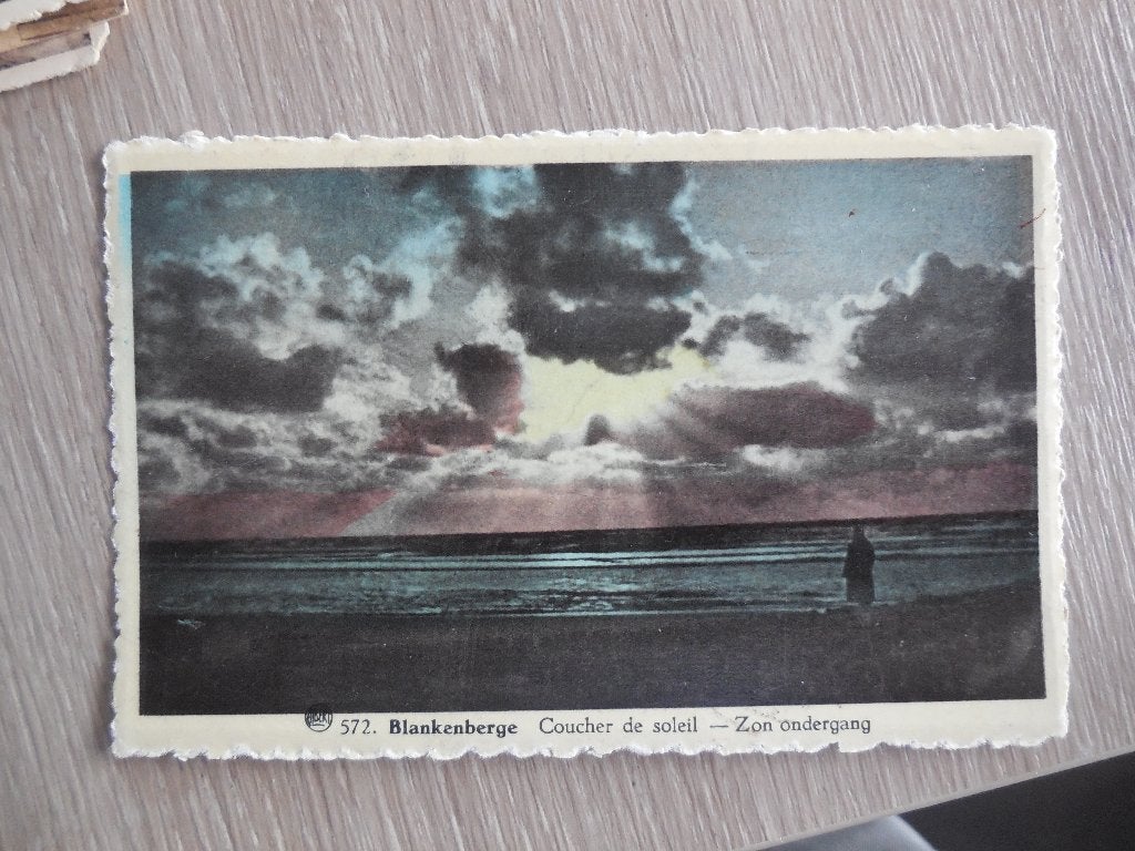postkaart Blankenberge Zonsondergang, Verzamelen, Ophalen of Verzenden, 1940 tot 1960, Ongelopen, West-Vlaanderen