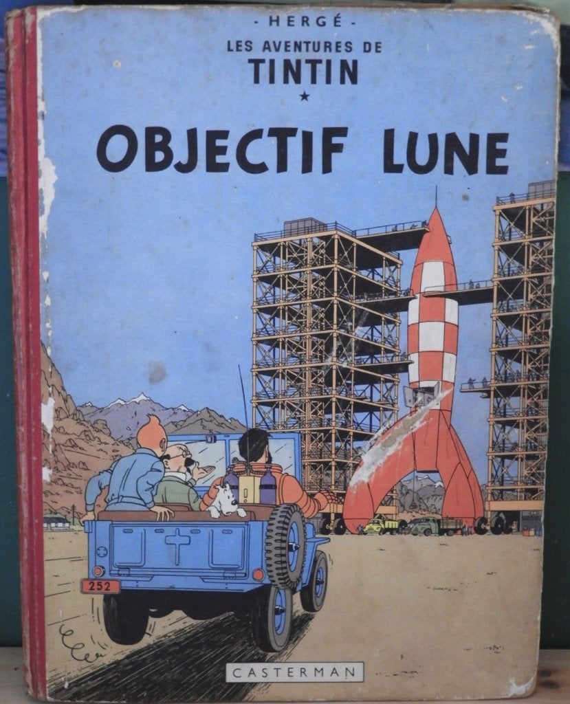 tintin - Objectif Lune / EO 1953, Livres, Une BD, Enlèvement ou Envoi, Utilisé, Hergé.