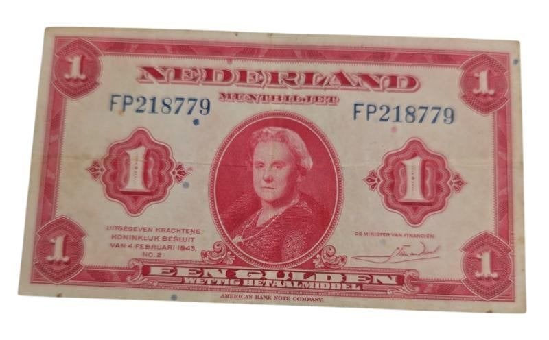 nederlandse ww2 1 gulden 1943 biljet, Ophalen of Verzenden