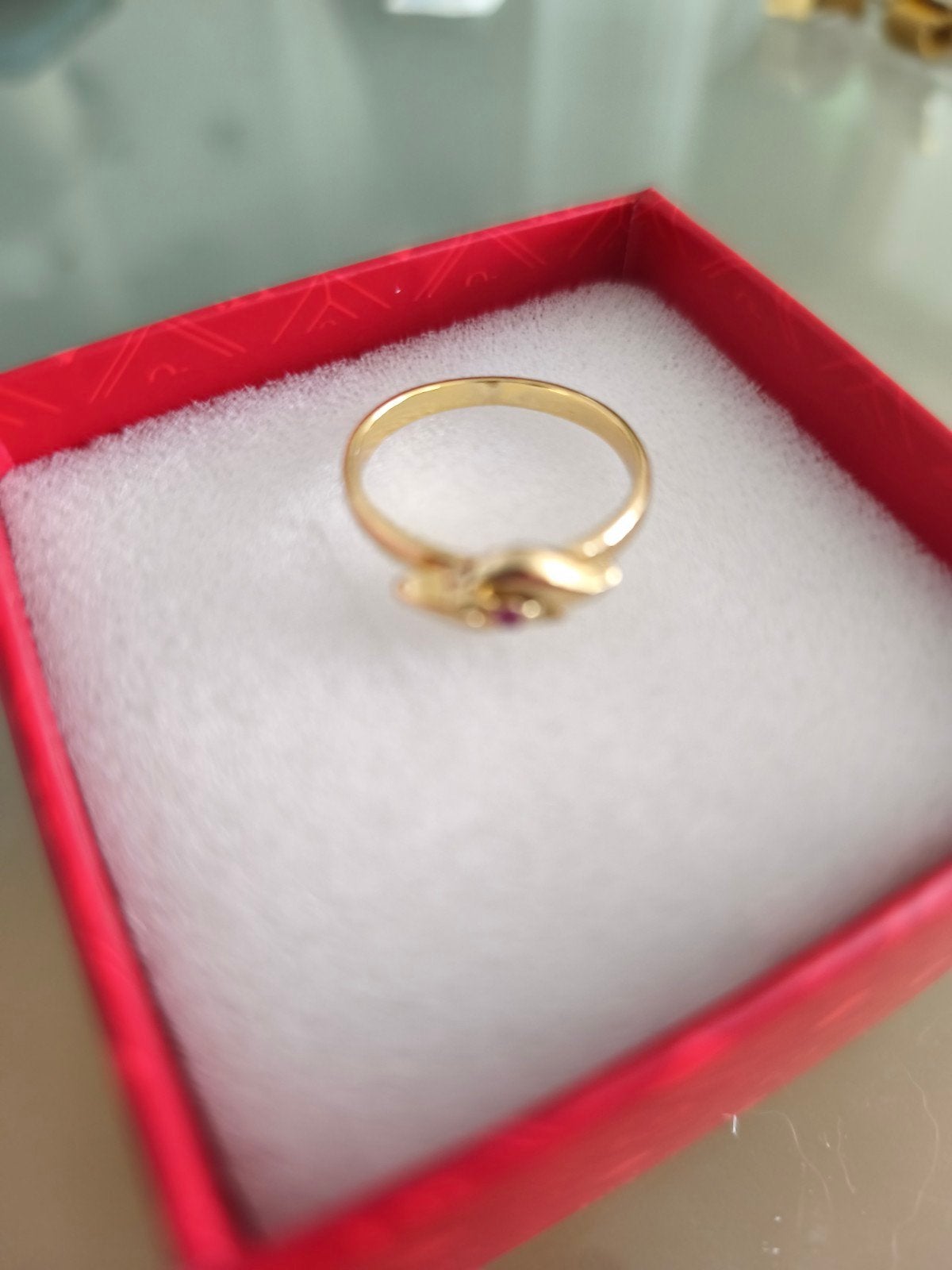 Vintage gouden ring, Handtassen en Accessoires, Ringen, Ophalen, Rood