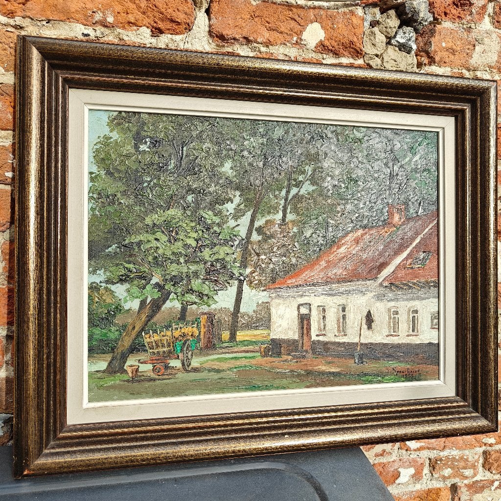 Gesigneerd schilderij V. Speeckaert 1955, Ophalen, Origineel werk, Landschap