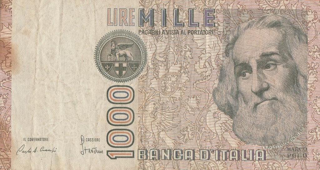 1000 Lire, Italië, 1982 Marco Polo, Ophalen of Verzenden, Italië, Los biljet