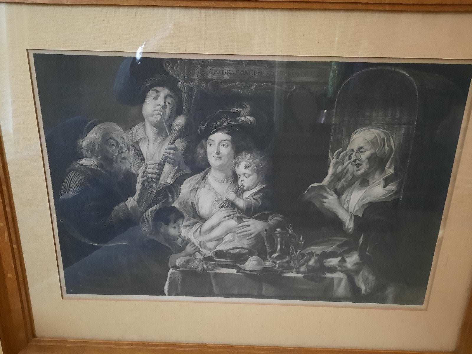 Gravure d'après Jacob Jordaens, Antiquités & Art, Enlèvement ou Envoi, Eau-forte, Lithographie, Sous verre