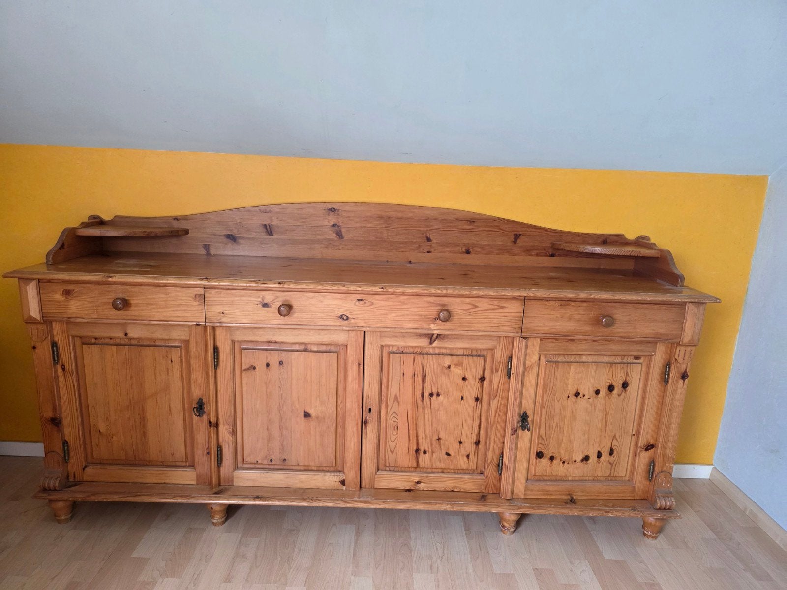 Vintage massief grenen dressoir., Huis en Inrichting, Ophalen, Gebruikt, Met lade(s), 200 cm of meer