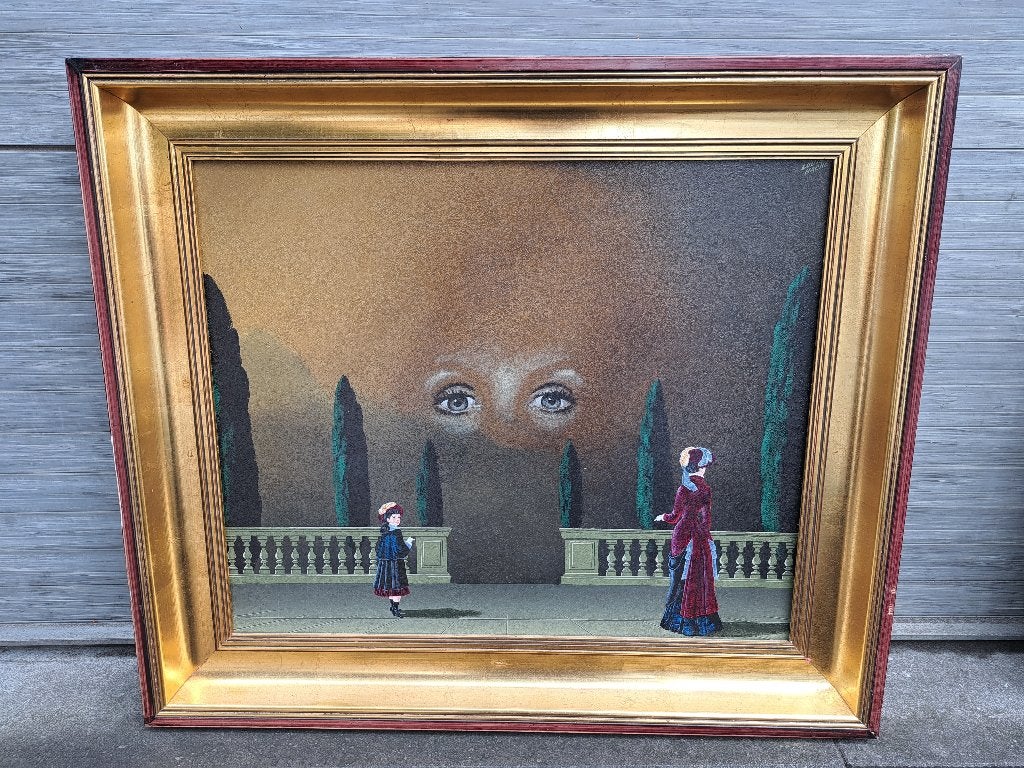 Huile sur panneau l interrogation signe louis hache, Antiquités & Art, Enlèvement ou Envoi, Panneau