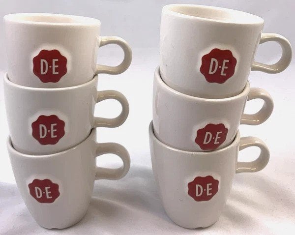 Douwe Egberts 6x Senseo Koppen wit rood DE Logo Royal Raja, Overige merken, Verzenden, Klassiek, Zo goed als nieuw