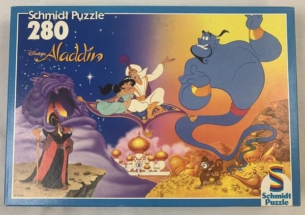 Schmidt Disney Aladdin puzzel 280 Vintage 1993 nieuwstaat, Verzenden, Overige figuren, Zo goed als nieuw, Papier, Kaart of Schrift