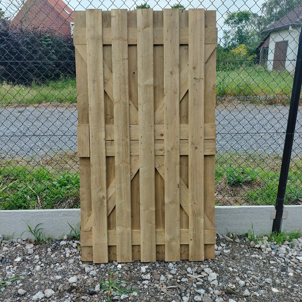 Porte de jardin avec 2 poteaux - portail de jardin, Jardin & Terrasse, Neuf, Portail battant, 100 à 150 cm, Bois