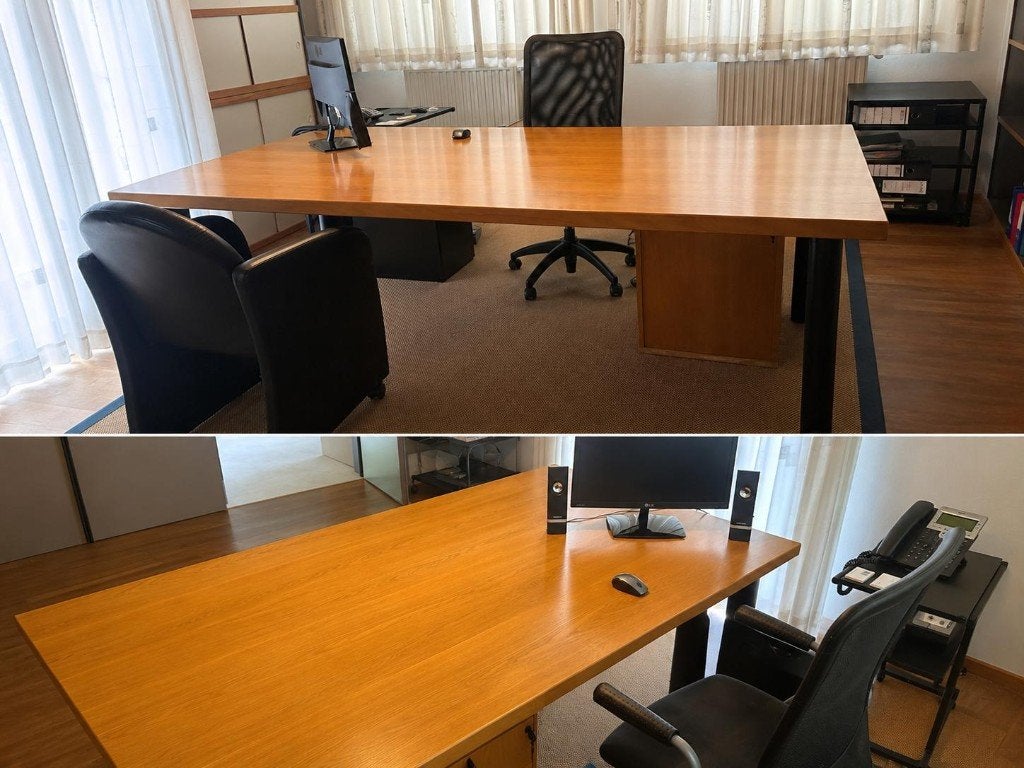 Rechthoekige bureau inclusief ladeblok, Autres marques, Comme neuf, Enlèvement, Beige