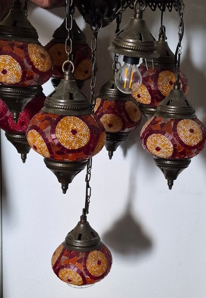 Design hanglamp - oosterse kroonluchter 8 bollen, Ophalen, Overige materialen, Gebruikt, Turk