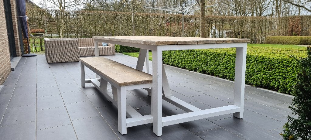 ( Tuin ) Tafel van hout op maat, Huis en Inrichting, Tafels | Eettafels, Ophalen of Verzenden, Nieuw, Overige houtsoorten