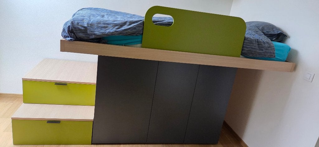 Ruimtebesparend hoogslaper met kleerkast, Huis en Inrichting, Ophalen, Hoogslaper, Eenpersoons, 210 cm