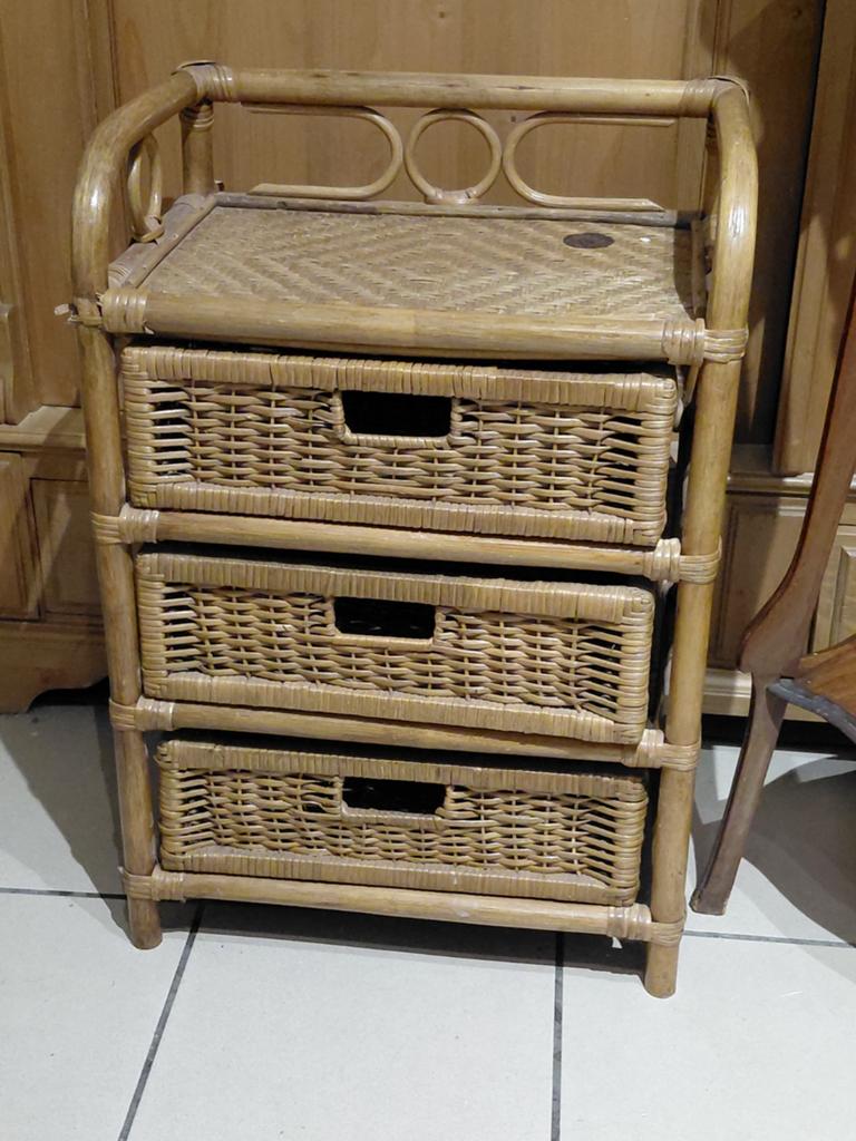 Bamboo rieten ladekastje, Antiek en Kunst, Antiek | Woonaccessoires, Ophalen