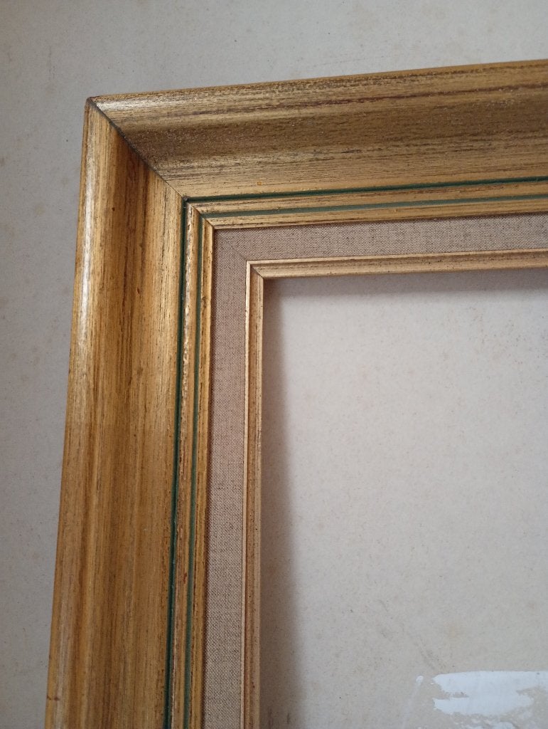 Grote vintage goudkleurige houten kader, Antiek en Kunst, Ophalen