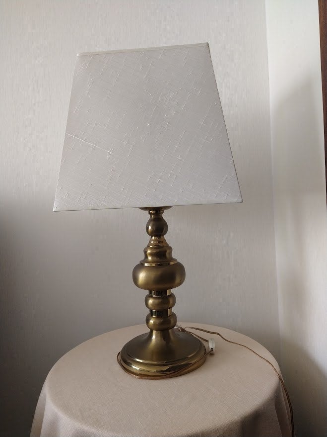 klassieke vintage messing tafellamp, Ophalen, Vintage, 72 cm, E27 (groot)