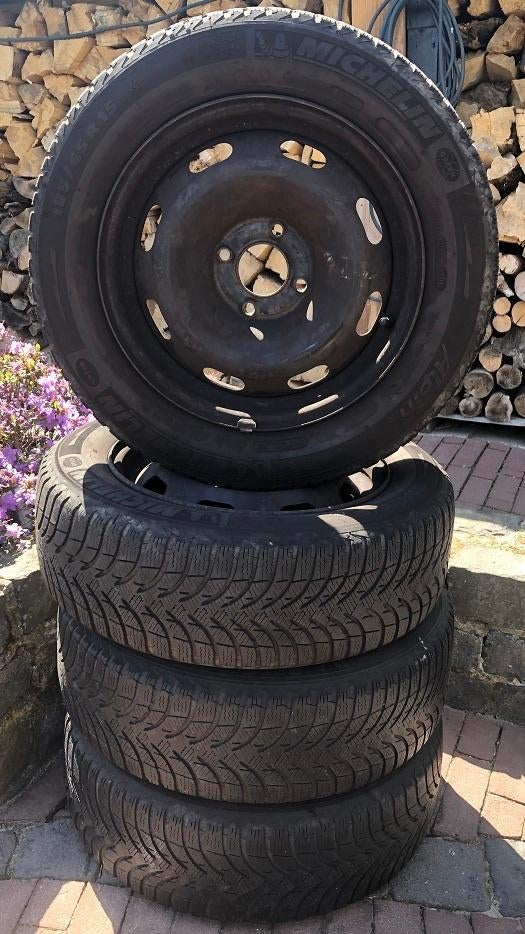 Michelin Alpine Winterbandenset op Peugeot / Citroen velgen, Auto-onderdelen, Ophalen, Gebruikt, 15 inch, Banden en Velgen