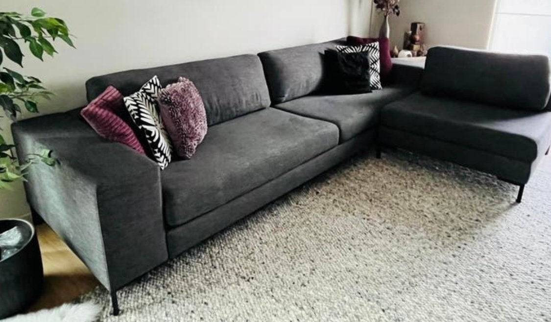 Modern stevig hoeksalon antracietgrijs, Huis en Inrichting, Zetels | Complete zithoeken, Gebruikt, Ophalen