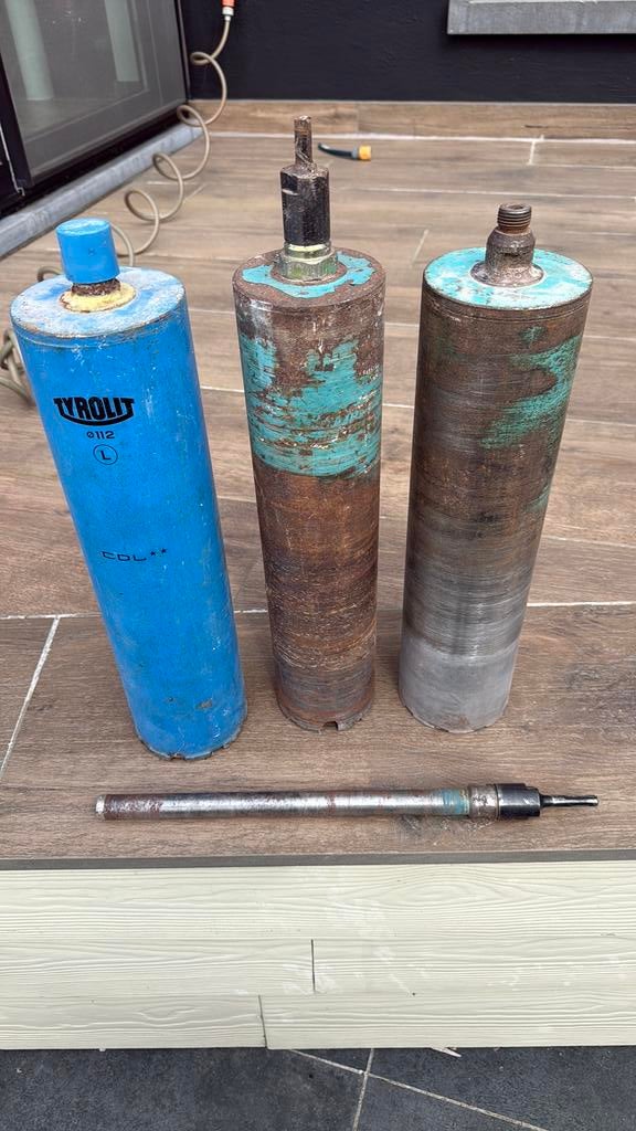 4 diamantboren + adapter sds, Doe-het-zelf en Bouw, Gereedschap | Boormachines, Ophalen, Gebruikt