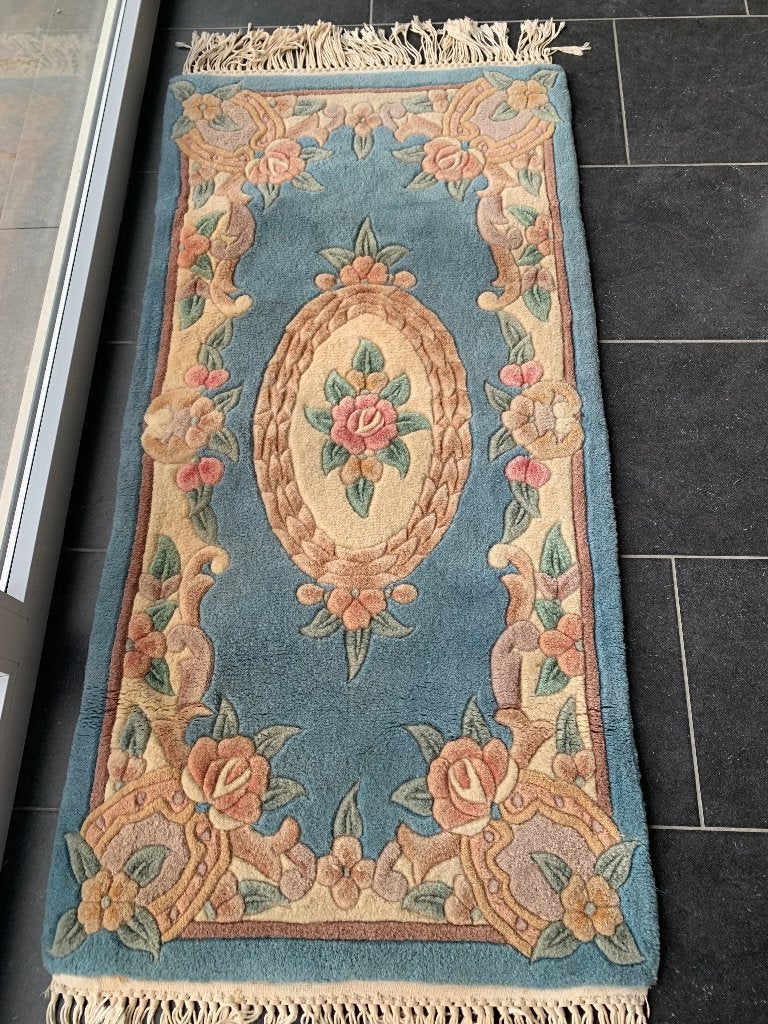 Handgemaakt Chinees Wollen Tapijt / Loper – Aubusson Stijl, Ophalen, Gebruikt, Crème