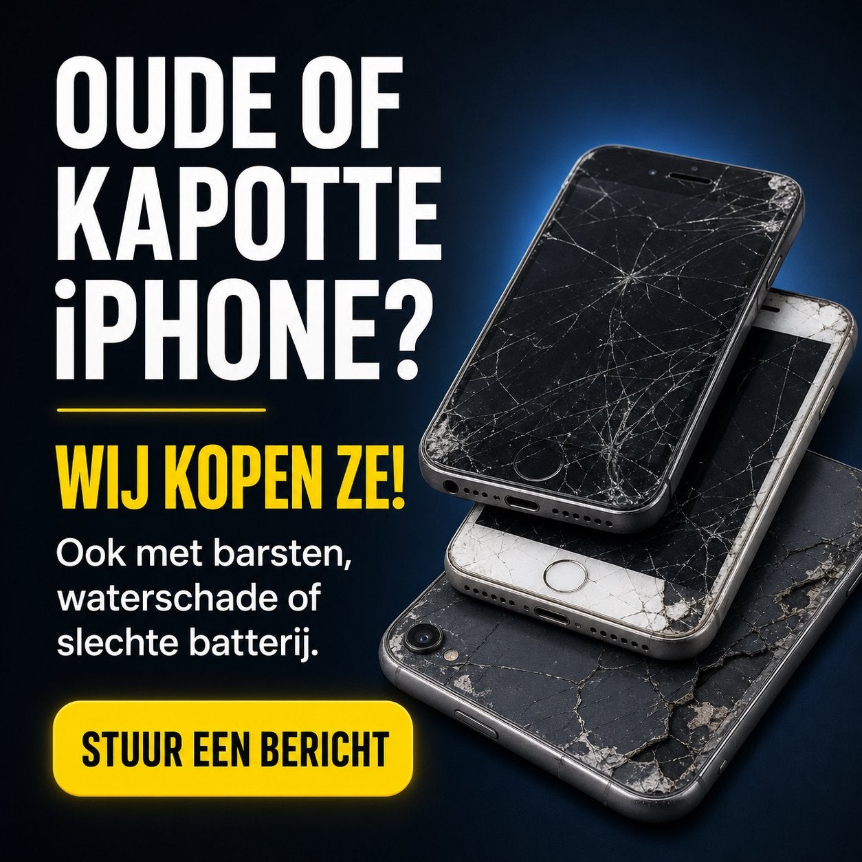 Aankoop oude/defecte iPhones, Ophalen, Zo goed als nieuw