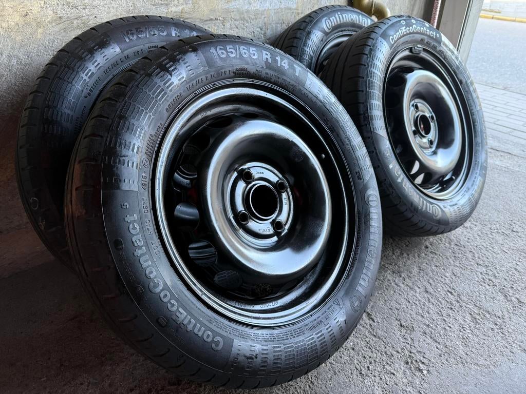 Zomerkit Citroen C1, Peugeot 108 -Continental-band 165 65 14, Ophalen, 14 inch, Gebruikt, Banden en Velgen