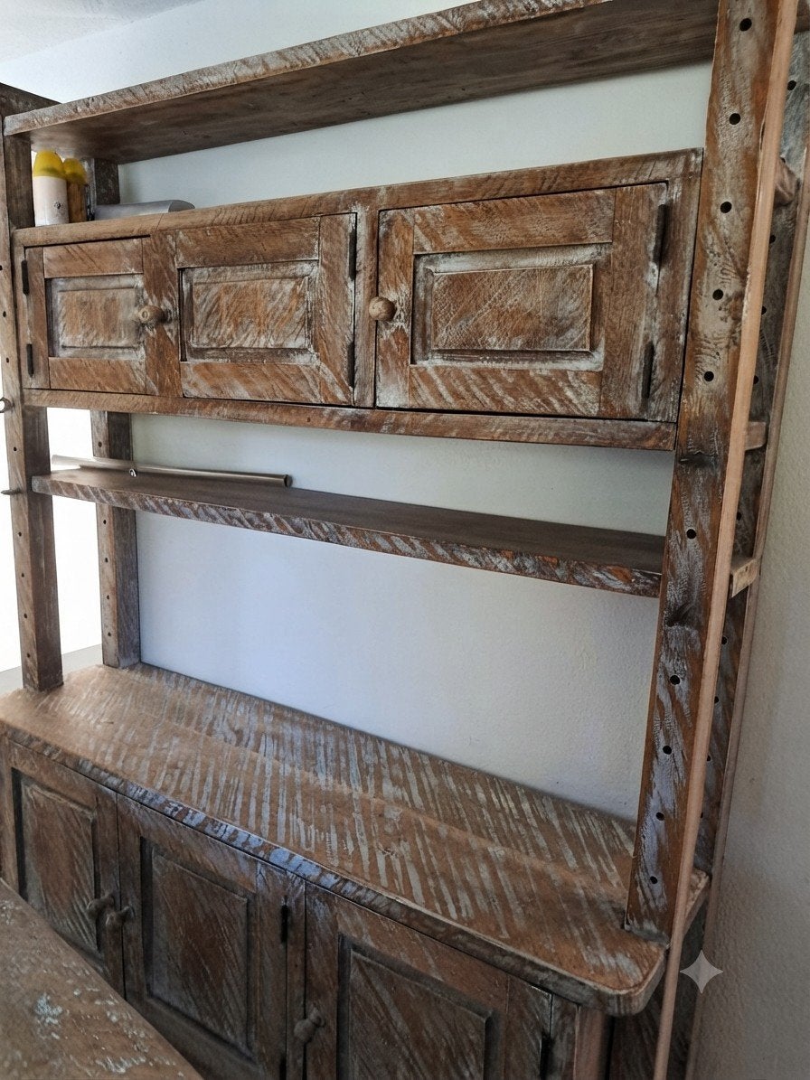 Vaisselier / Meuble de Rangement en Chêne Cérûsé Fait Main, Maison & Meubles, Enlèvement