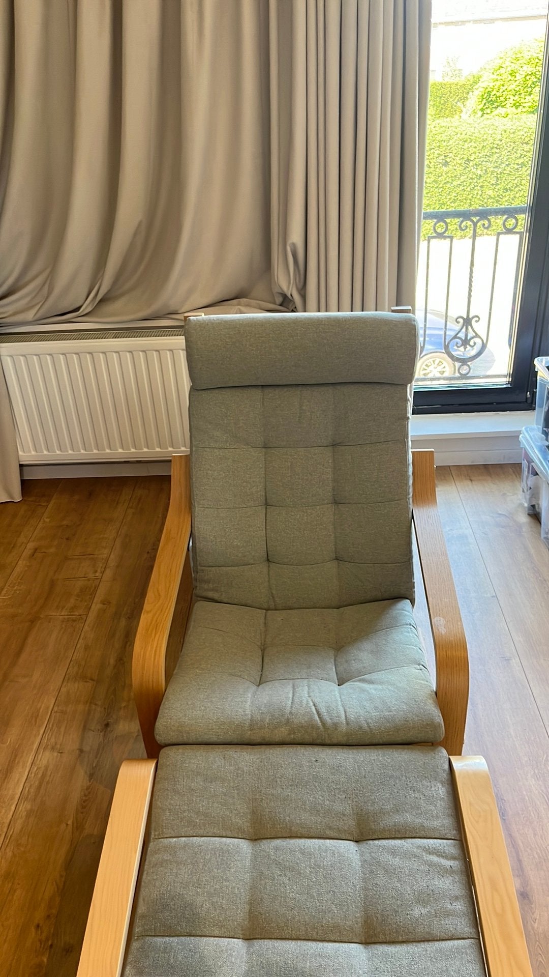 IKEA POÄNG fauteuil + voetenbank, Huis en Inrichting, Ophalen, Zo goed als nieuw