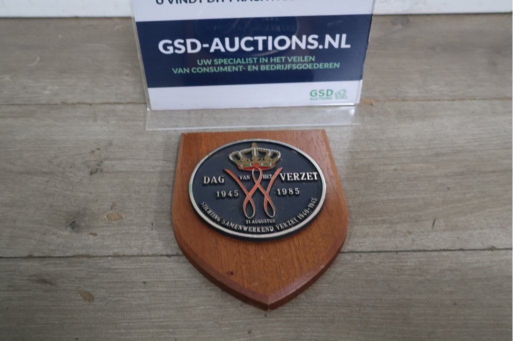 Herdenkingsschild Dag van het Verzet 1945-1985, Ophalen of Verzenden