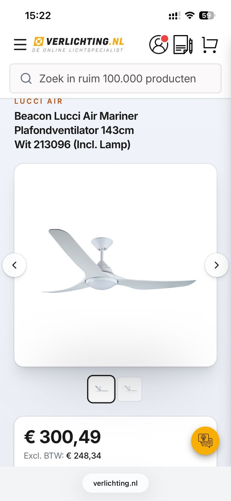 Nieuw: Lucci air plafondventilator (incl Lamp & afstandsbed), Electroménager, Ventilateurs, Comme neuf, Ventilateur de plafond