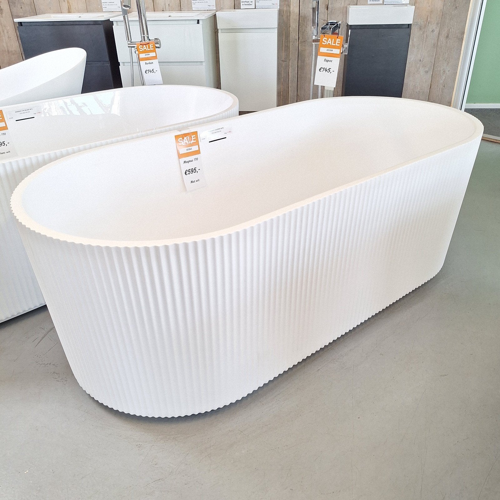 MEGA PRIJS 170 x 80 x 60 cm mat wit ribbel bad Magnus 170, Ophalen of Verzenden, Nieuw, Wit