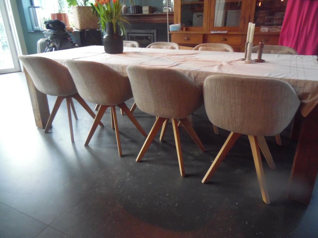 8 kuipstoelen eetkamer, Ophalen, Zo goed als nieuw, Hout, Vijf, Zes of meer stoelen