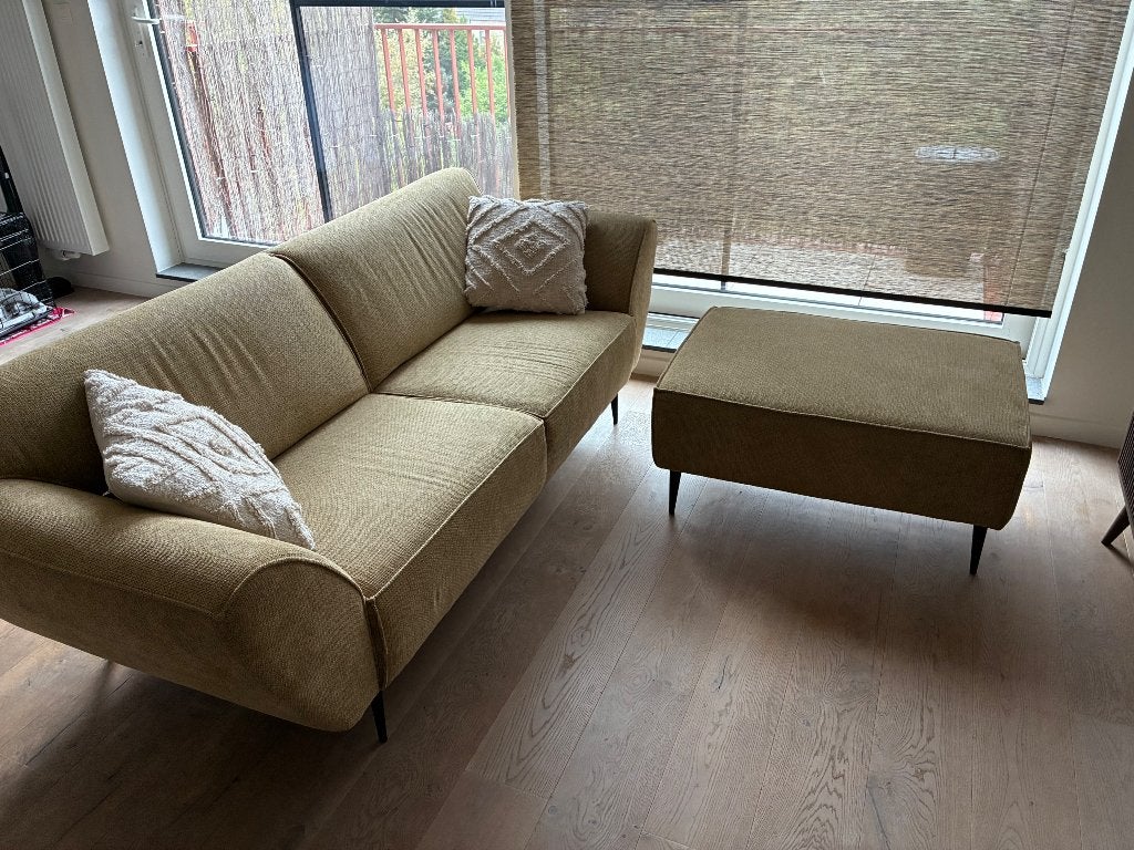 2,5 zitbank mosterd, Maison & Meubles, 200 à 250 cm, Banc droit, Comme neuf, Enlèvement