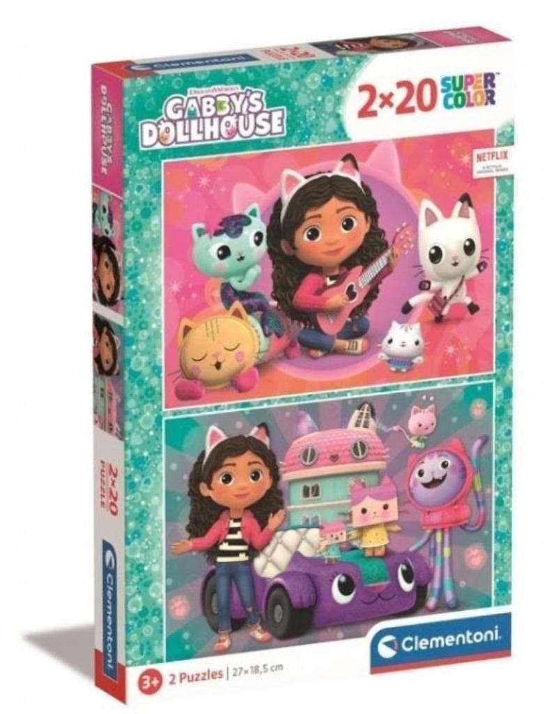 Clementoni Gabby's Poppenhuis 2 in 1 Puzzel - 2 x 20 stukjes, Enlèvement ou Envoi, 10 à 50 pièces, Neuf, 2 à 4 ans