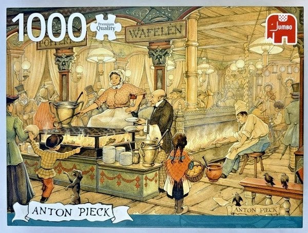 Jumbo Anton Pieck Poffertjeskraam 1000 Stukjes Puzzel, Verzenden, 500 t/m 1500 stukjes, Zo goed als nieuw, Legpuzzel