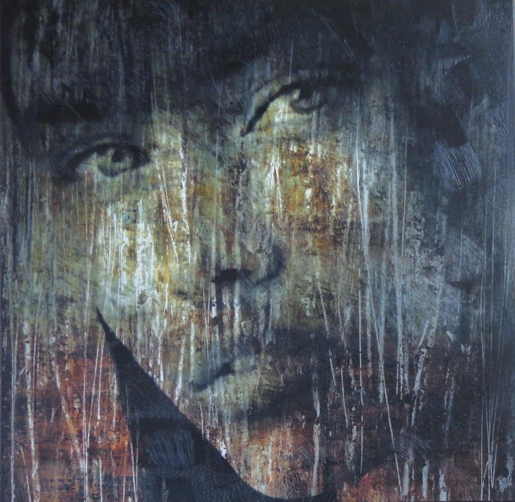 JOHN WYSOCKY / VROUWENGEZICHT / OLIEVERF / 80x80cm / CHASSIS, Enlèvement
