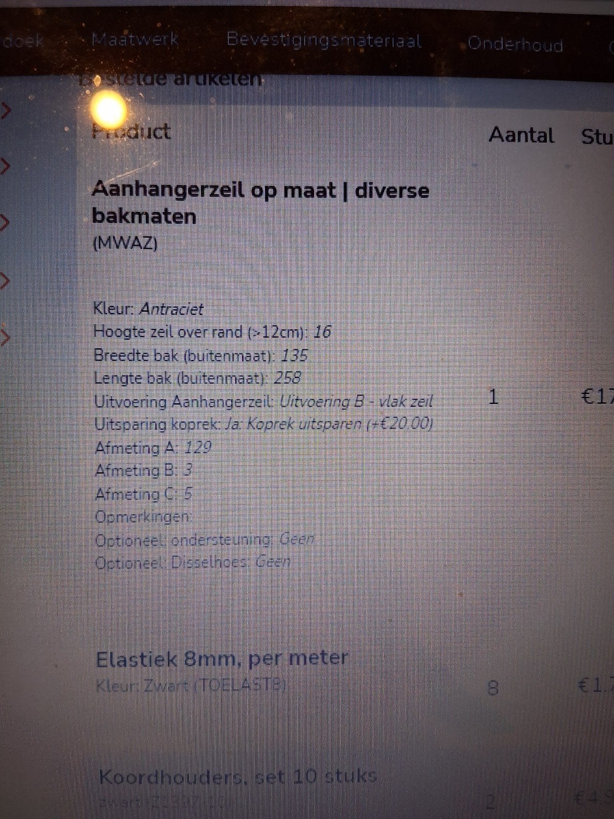 Bache voor aanhangwagen., Auto diversen, Aanhangwagen-onderdelen, Ophalen