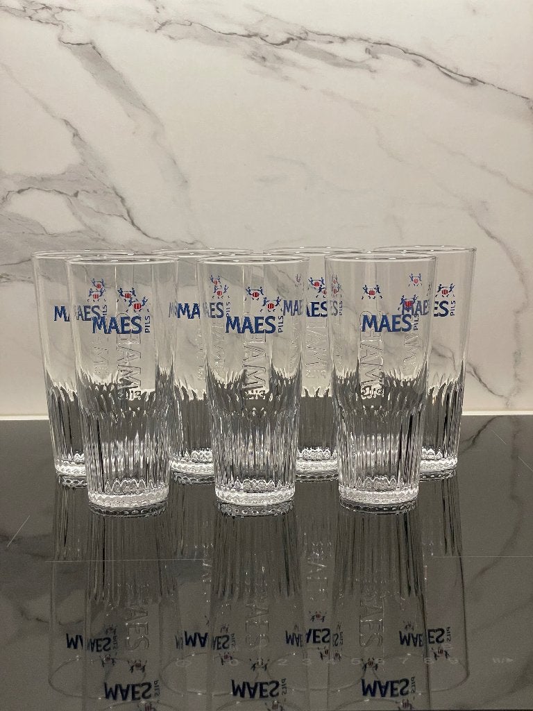 Verres à bière Maes Pils — lot de 7, Collections, Enlèvement ou Envoi, Comme neuf, Verre à bière