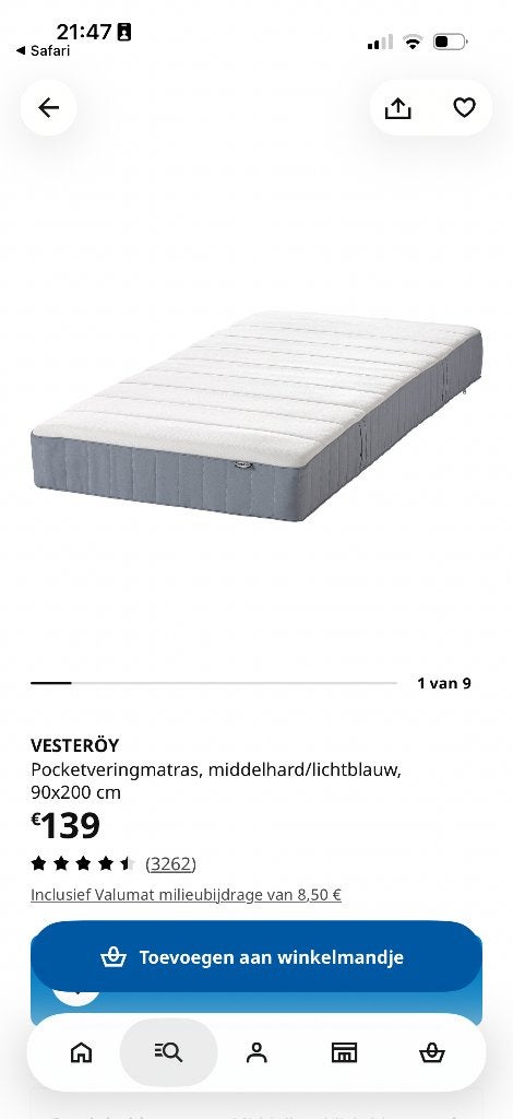 Matras +topping+beschermhoes nieuwstaat! -3stuks, 90 cm, Matelas, Enlèvement, 200 cm